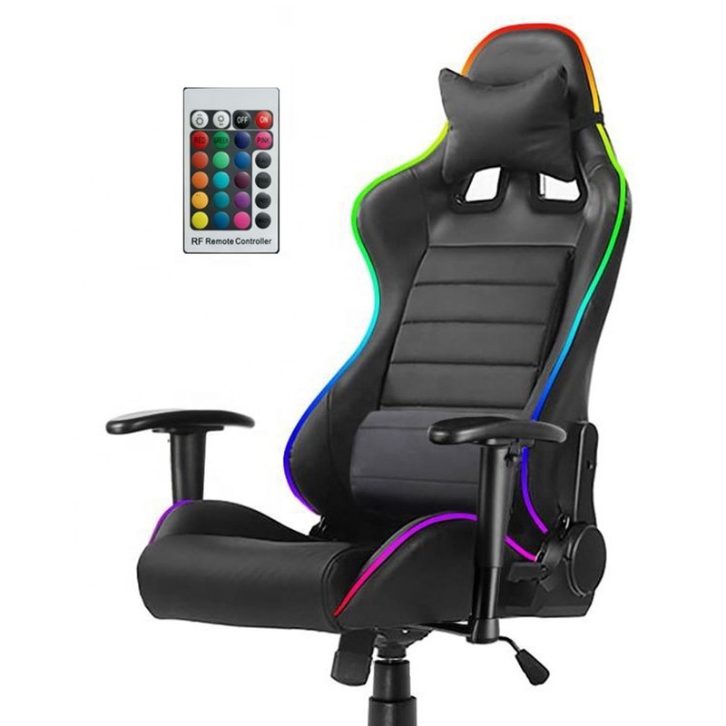 Synthetic Leather RGB Gaming Chair with Massage Function RGB Lights and High Comfort