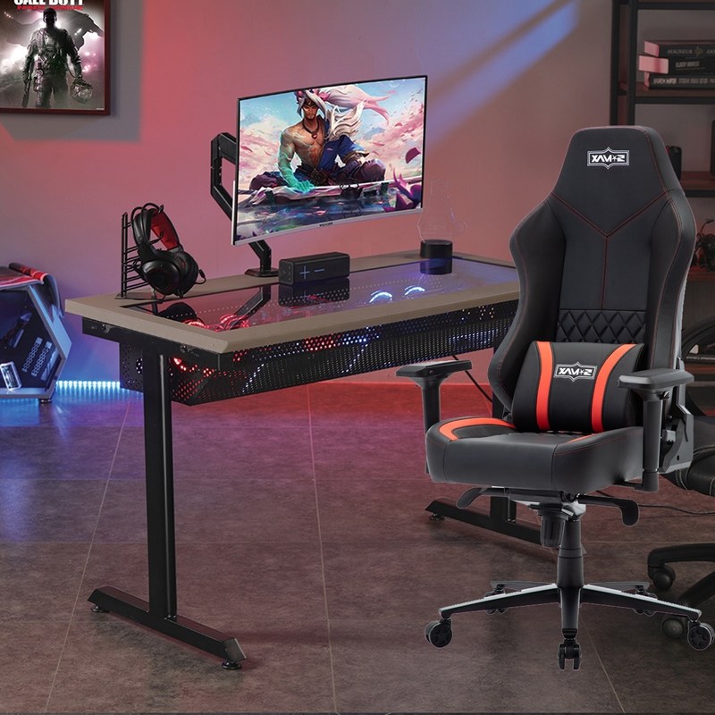 19 Krzesło Dyrektorskie z Mechanizmem Motylkowym Y-SEATER 625-BR Skóra PU Krzesło do gier E-sport