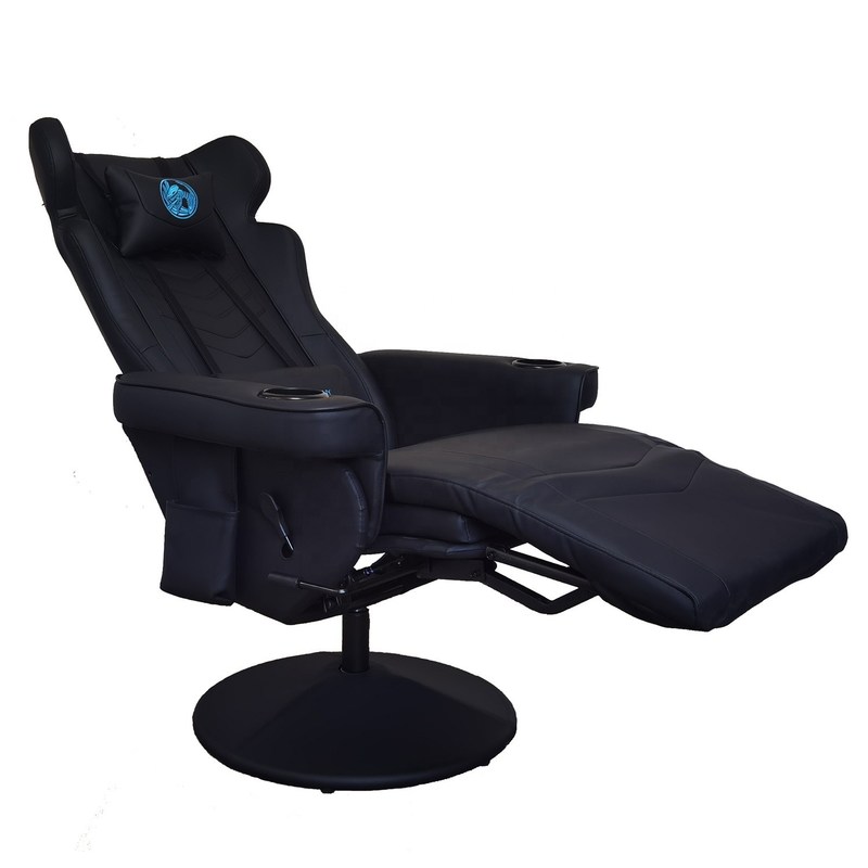 Pokój do gier musi mieć czarne luksusowe krzesło do gier z uchwytem do kubków i głośnikiem Bluetooth