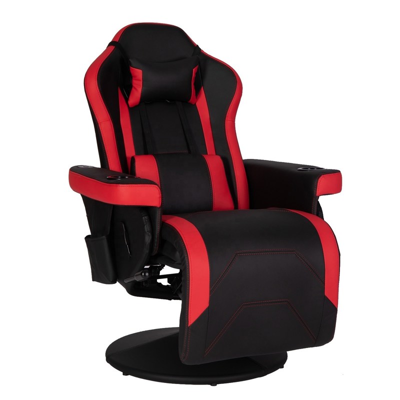 ODM Luxury Gaming Chair With Cup Holder Red Racing Style Leather Ergonomic Seat Swivel Office Sofa